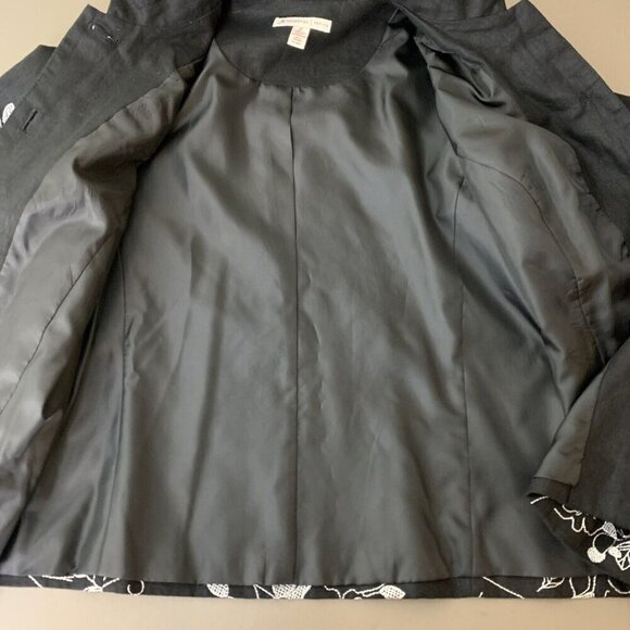 JM Collection Womens Linen Jacket 8 Petite NEW Black Floral Embroidered Shacket - Picture 11 of 15